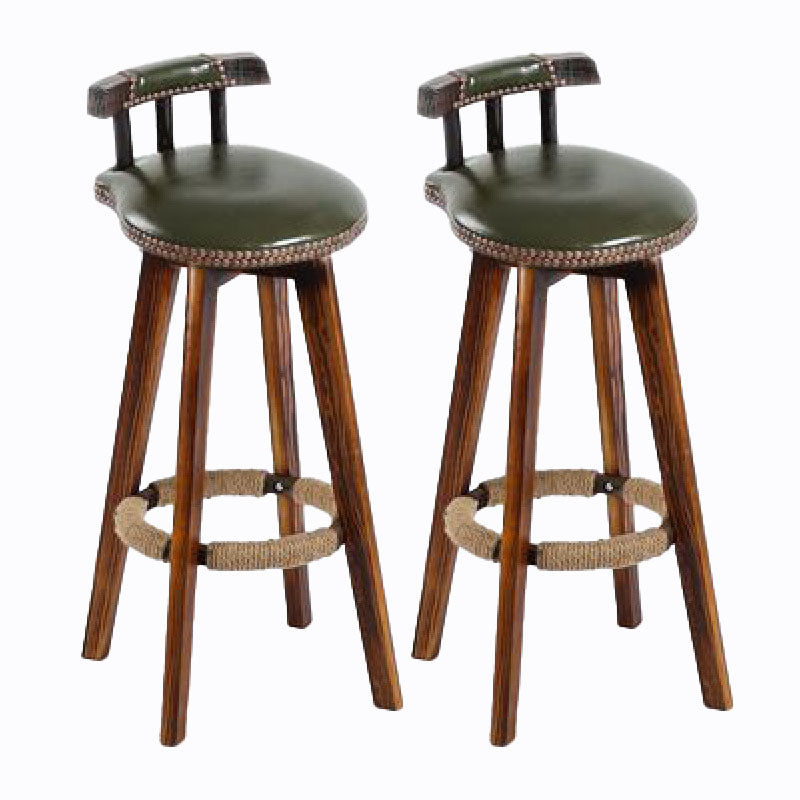 Scandinavian Wood Stool Faux Leather Counter Stool in Matte Finish