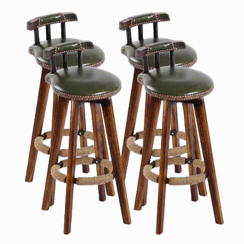 Scandinavian Wood Stool Faux Leather Counter Stool in Matte Finish