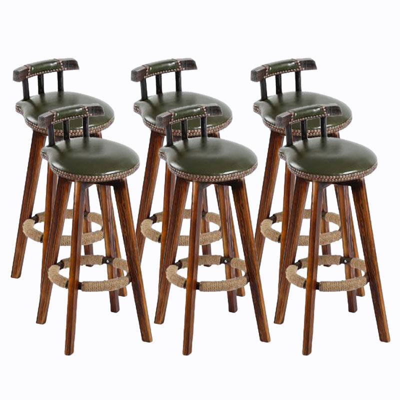 Scandinavian Wood Stool Faux Leather Counter Stool in Matte Finish