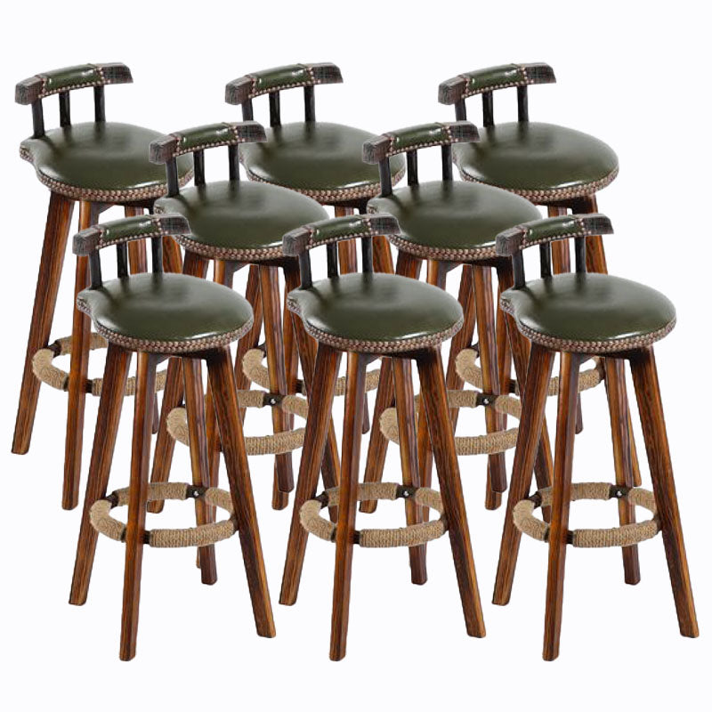 Scandinavian Wood Stool Faux Leather Counter Stool in Matte Finish