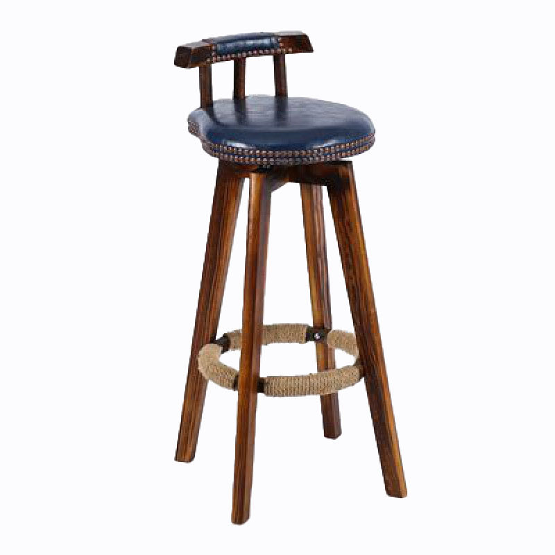 Scandinavian Wood Stool Faux Leather Counter Stool in Matte Finish
