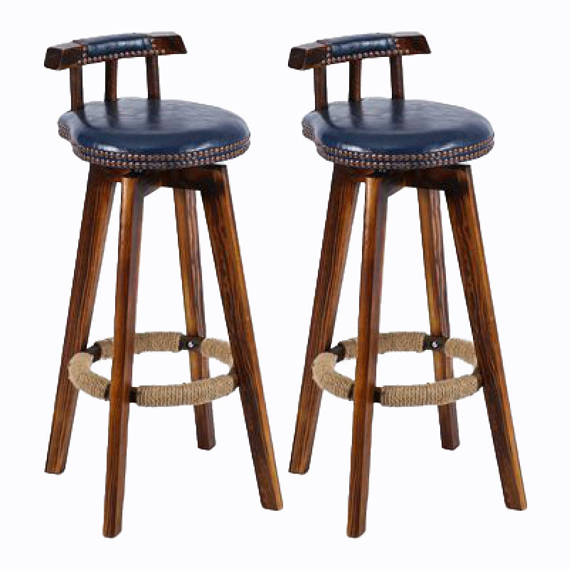 Scandinavian Wood Stool Faux Leather Counter Stool in Matte Finish