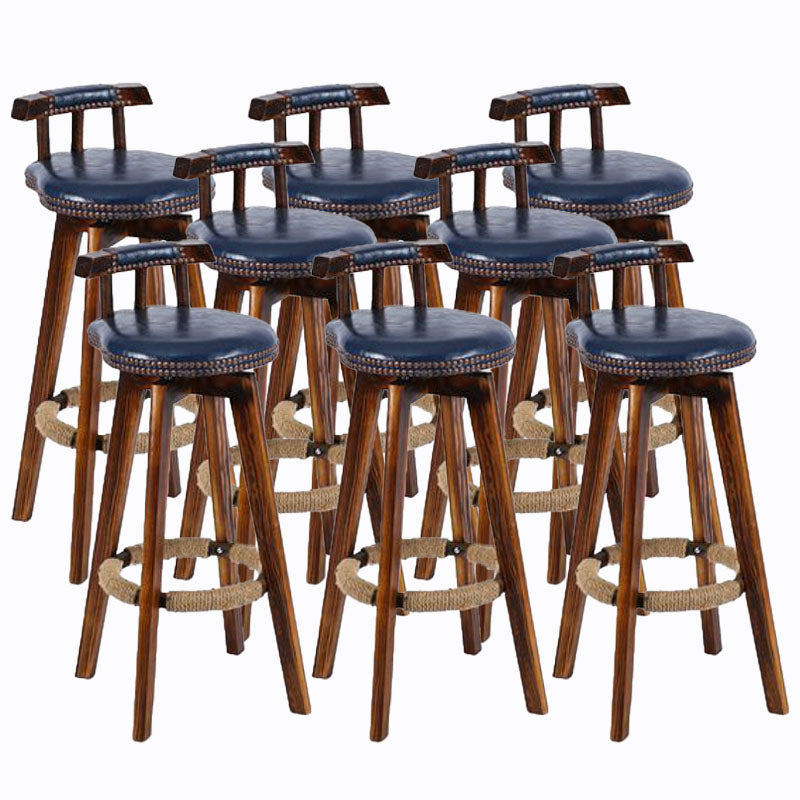 Scandinavian Wood Stool Faux Leather Counter Stool in Matte Finish