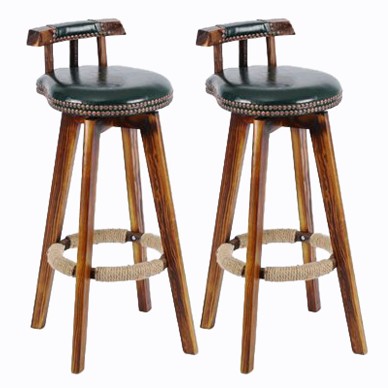 Scandinavian Wood Stool Faux Leather Counter Stool in Matte Finish