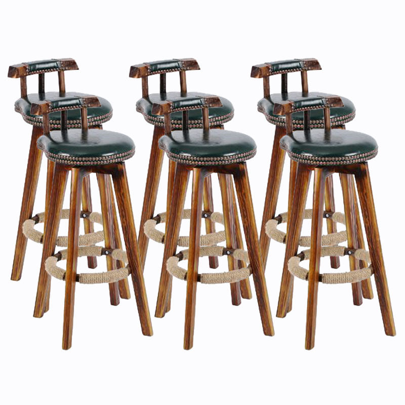 Scandinavian Wood Stool Faux Leather Counter Stool in Matte Finish