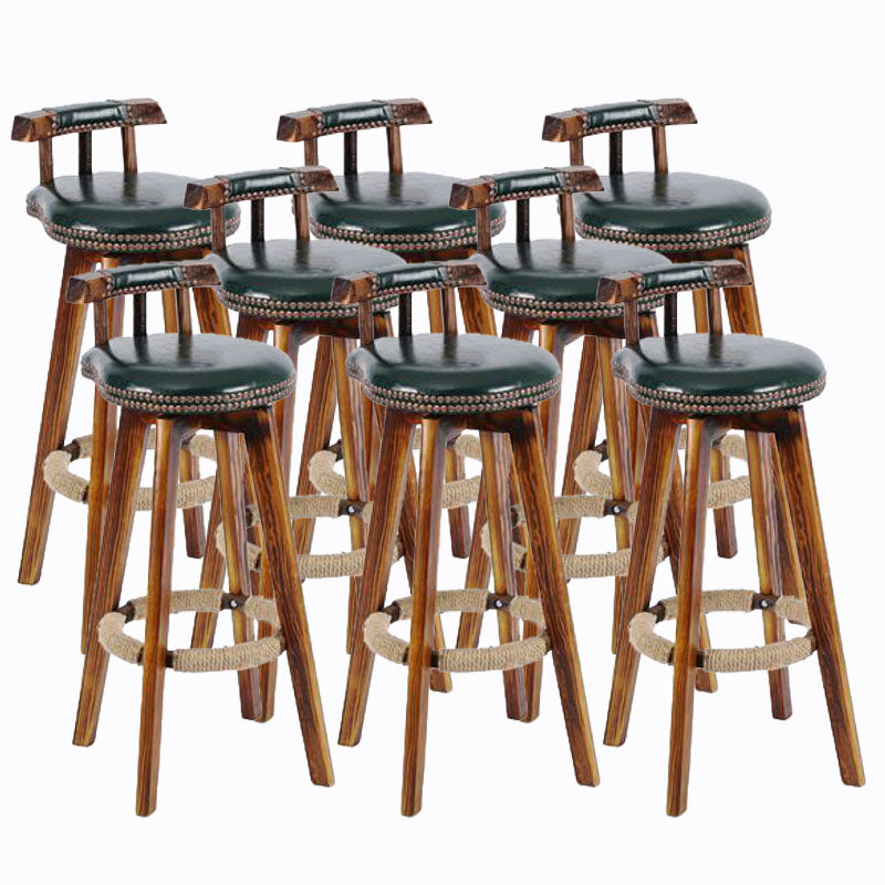 Scandinavian Wood Stool Faux Leather Counter Stool in Matte Finish