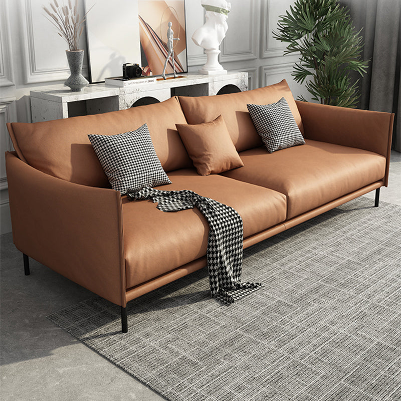 Contemporary Dark Brown Cushions Standard Square Arm Stationary Sofa