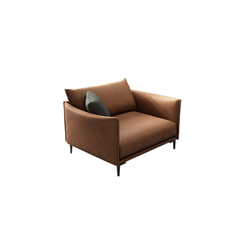 Contemporary Dark Brown Cushions Standard Square Arm Stationary Sofa