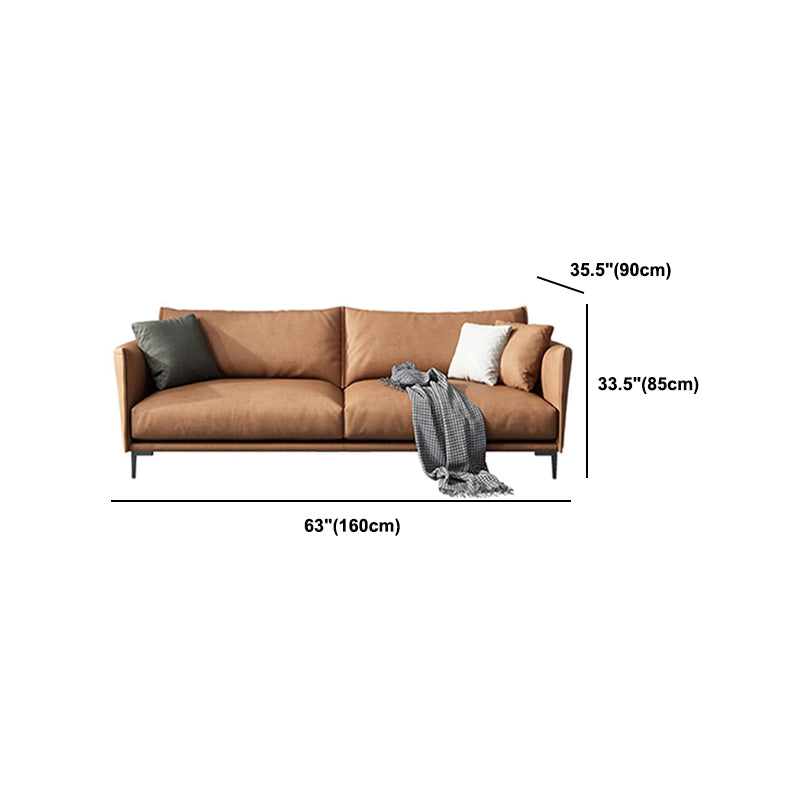 Contemporary Dark Brown Cushions Standard Square Arm Stationary Sofa