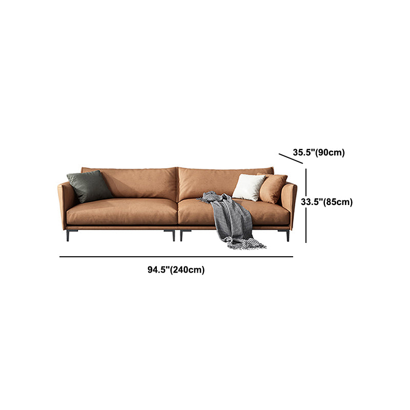 Contemporary Dark Brown Cushions Standard Square Arm Stationary Sofa