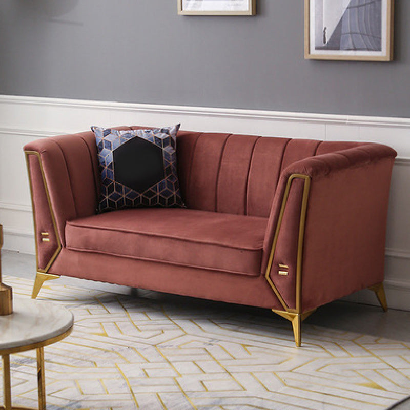 Contemporary Sewn Pillow Back Sofa with Tuxedo Arm for Apartment