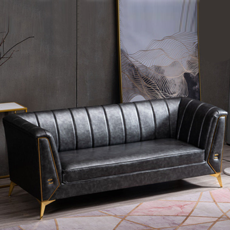 Contemporary Sewn Pillow Back Sofa with Tuxedo Arm for Apartment