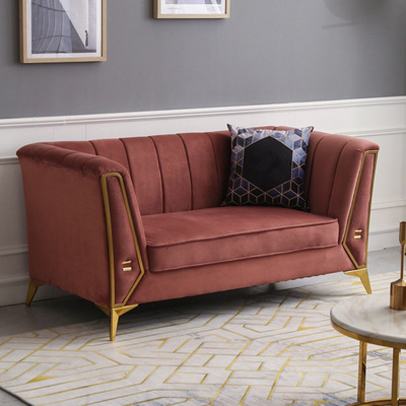 Contemporary Sewn Pillow Back Sofa with Tuxedo Arm for Apartment