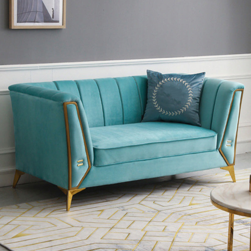 Contemporary Sewn Pillow Back Sofa with Tuxedo Arm for Apartment