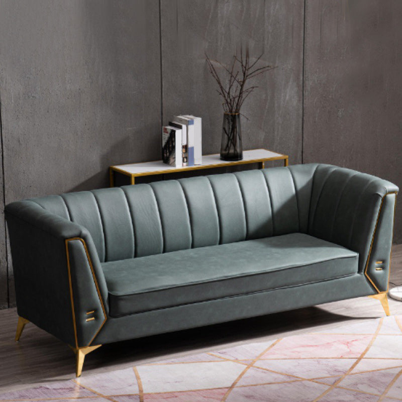 Contemporary Sewn Pillow Back Sofa with Tuxedo Arm for Apartment