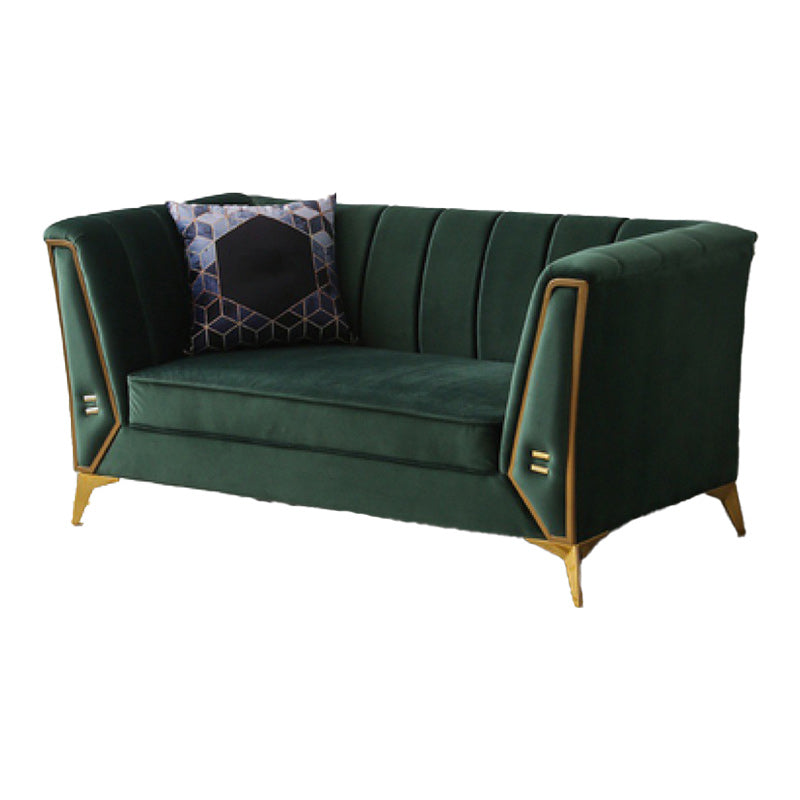 Contemporary Sewn Pillow Back Sofa with Tuxedo Arm for Apartment