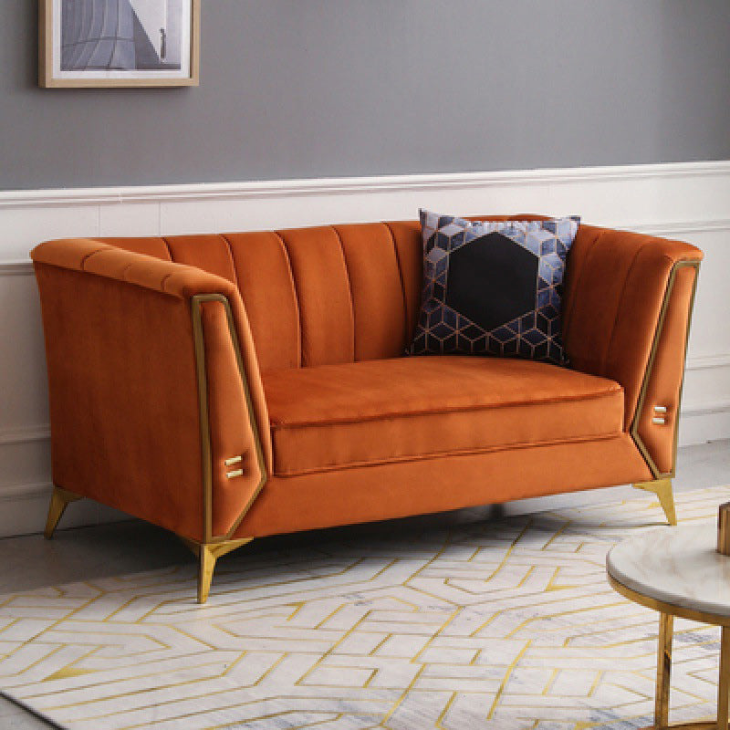 Contemporary Sewn Pillow Back Sofa with Tuxedo Arm for Apartment