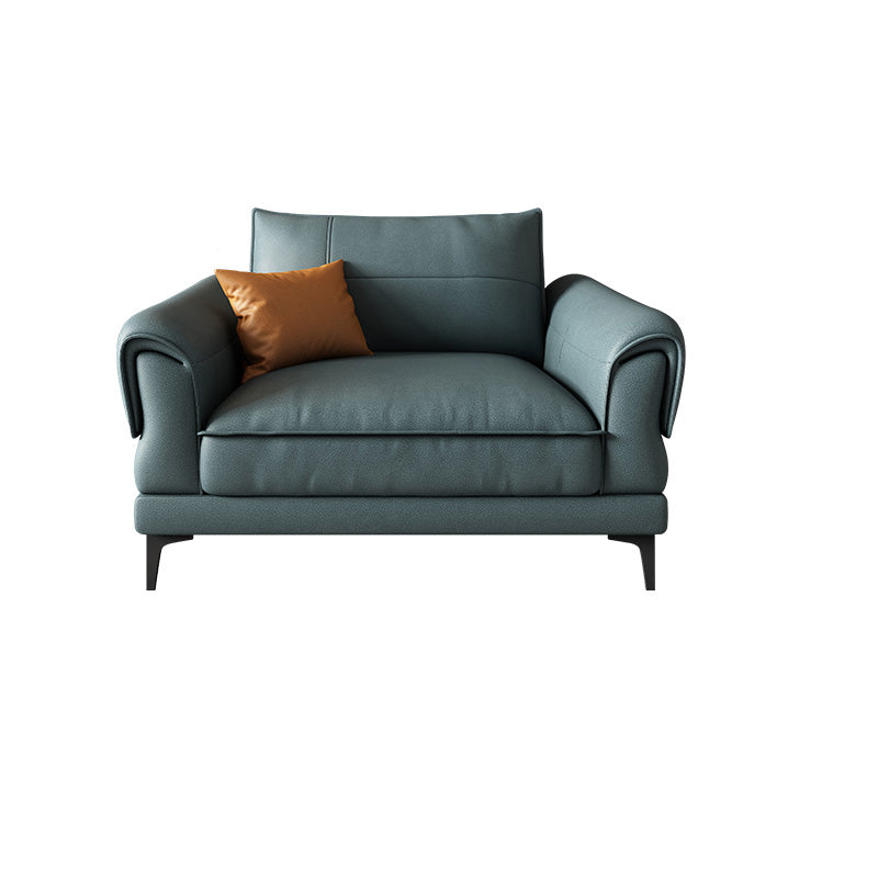 Stain Resistant Contemporary Standard Faux Leather Sofa Couch in Blue