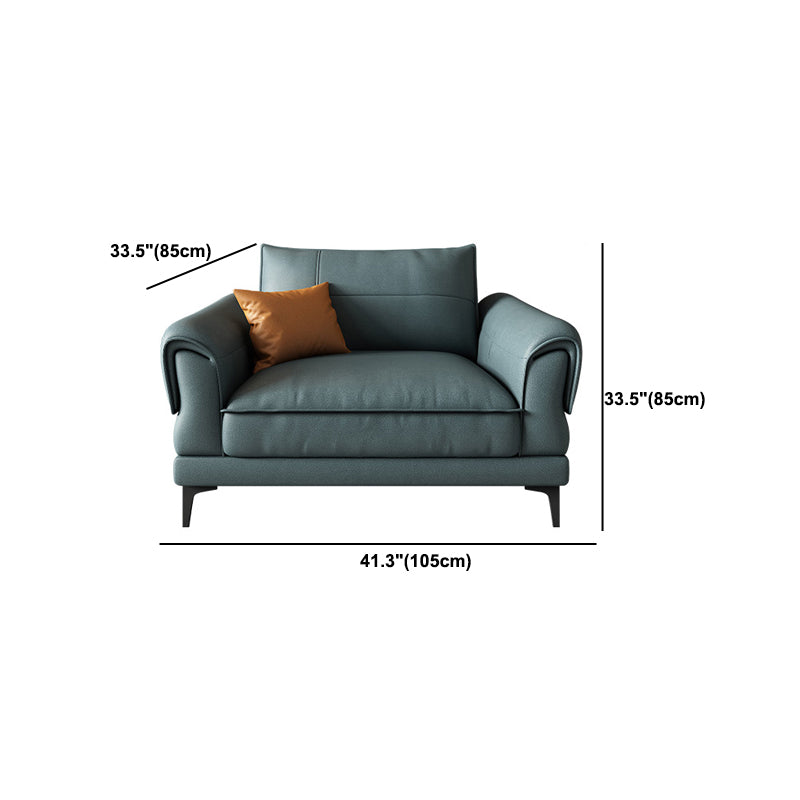 Stain Resistant Contemporary Standard Faux Leather Sofa Couch in Blue