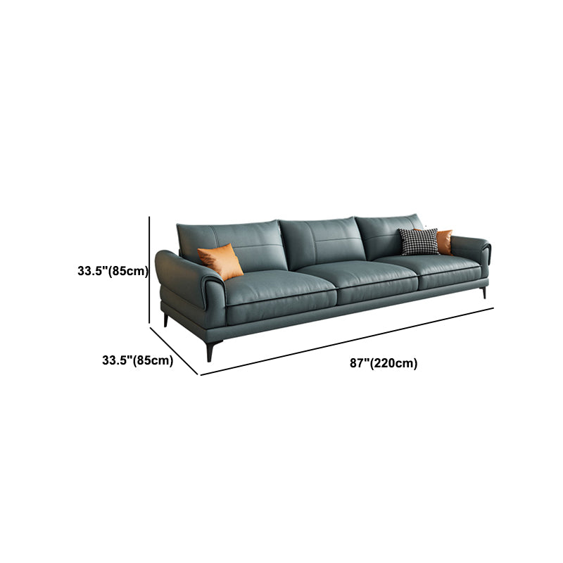 Stain Resistant Contemporary Standard Faux Leather Sofa Couch in Blue