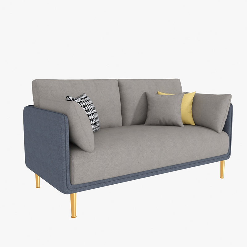 Glam Cushions Pillow Top Arm Faux Leather Stationary Sofa for Living Room