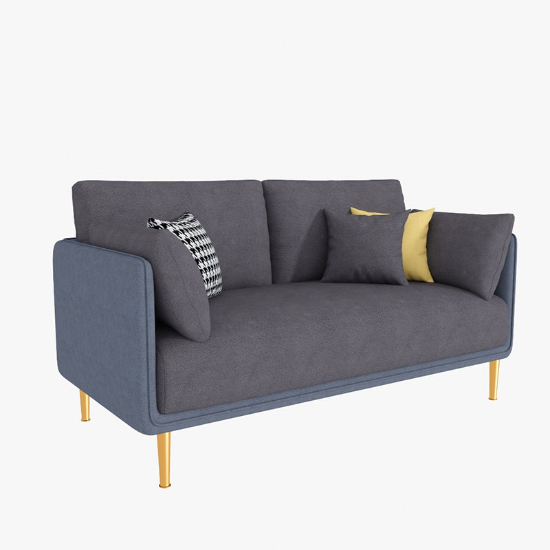 Glam Cushions Pillow Top Arm Faux Leather Stationary Sofa for Living Room