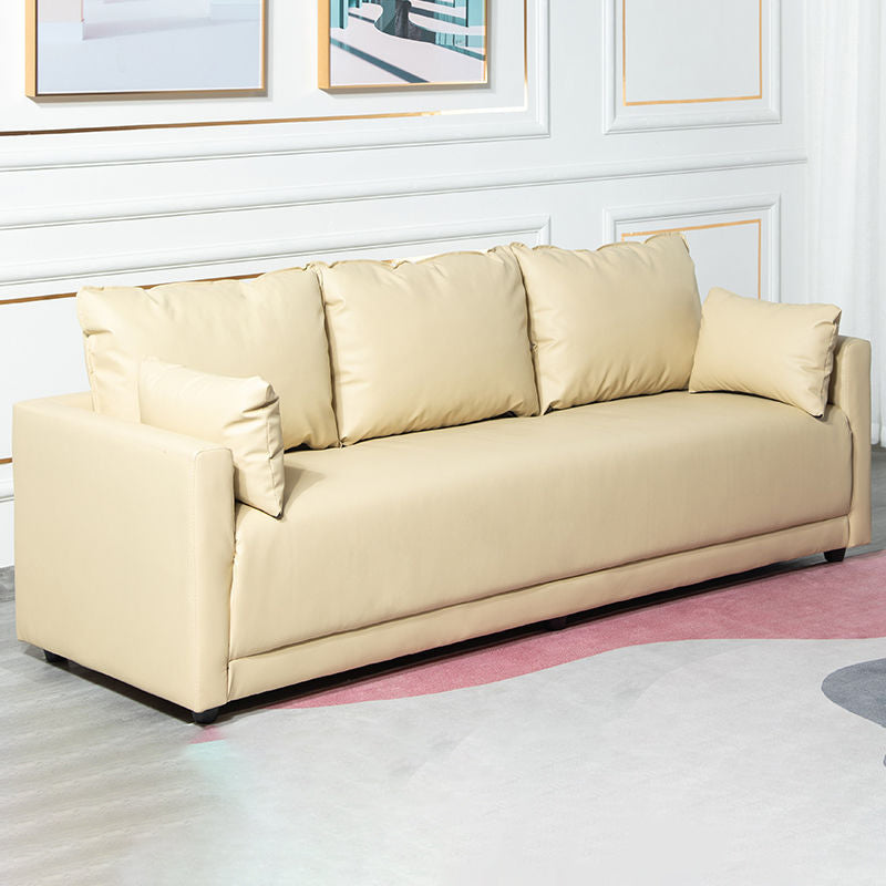 3 Seater 27.5"H Faux Leather Square Arm Sofa for Living Room