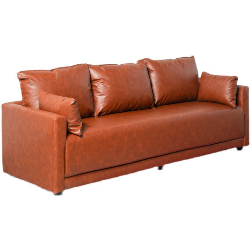 3 Seater 27.5"H Faux Leather Square Arm Sofa for Living Room