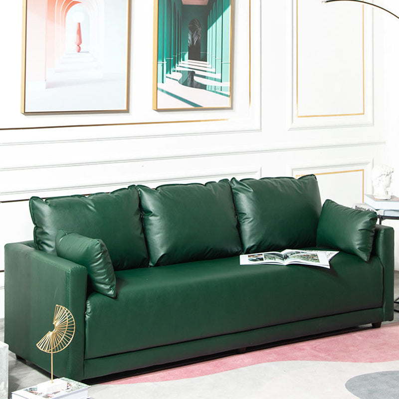 3 Seater 27.5"H Faux Leather Square Arm Sofa for Living Room