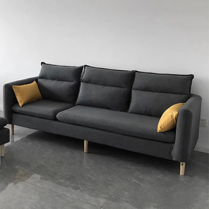 3/4 Seater 27.5"H Linen Solid Color Square Arm Sofa for Living Room