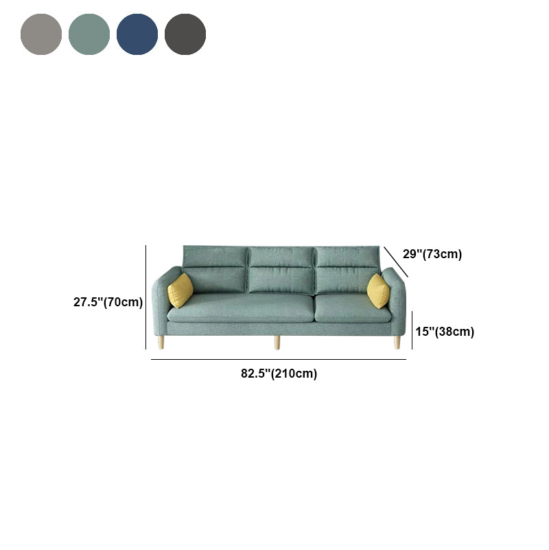 3/4 Seater 27.5"H Linen Solid Color Square Arm Sofa for Living Room