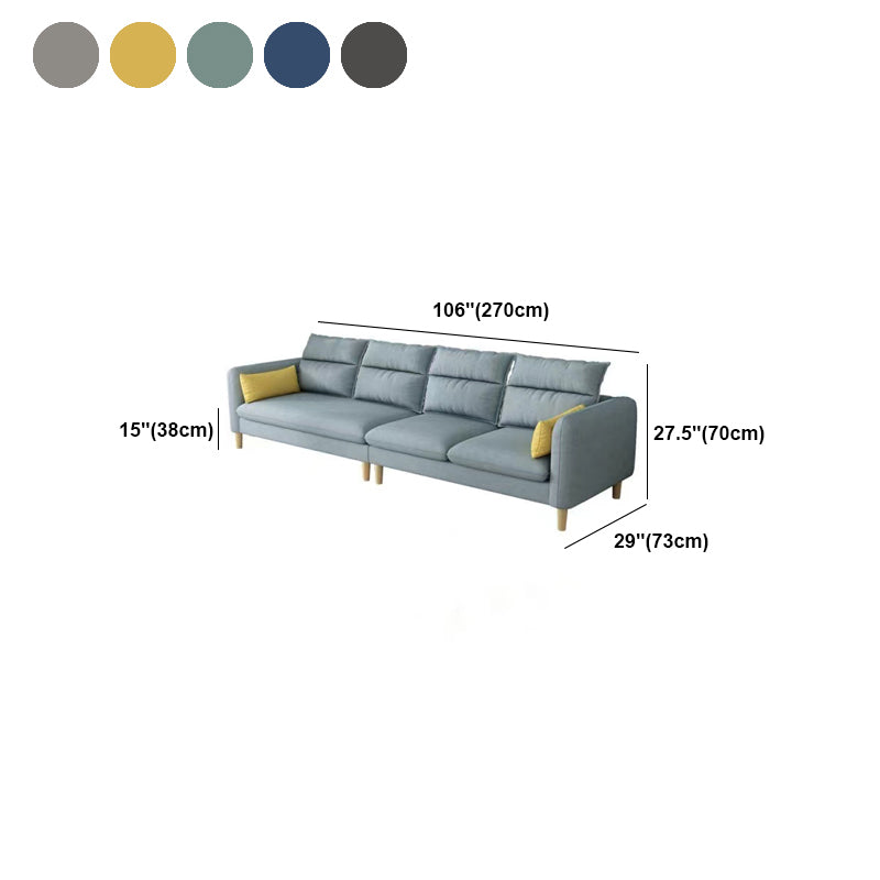 3/4 Seater 27.5"H Linen Solid Color Square Arm Sofa for Living Room