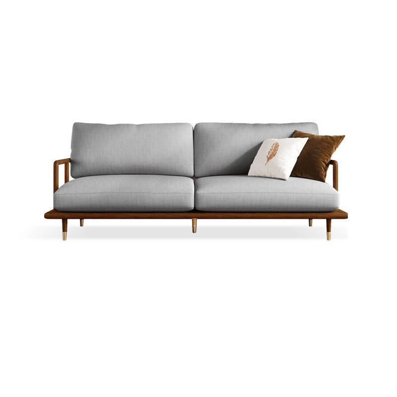 Linen Modern Recessed Arm Sofa Standard Wooden Sofa for Living Room, Apartment