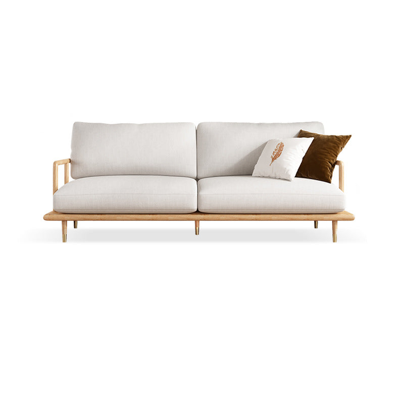 Linen Modern Recessed Arm Sofa Standard Wooden Sofa for Living Room, Apartment