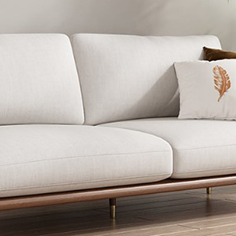 Linen Modern Recessed Arm Sofa Standard Wooden Sofa for Living Room, Apartment