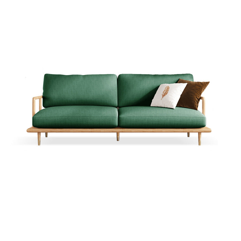 Linen Modern Recessed Arm Sofa Standard Wooden Sofa for Living Room, Apartment