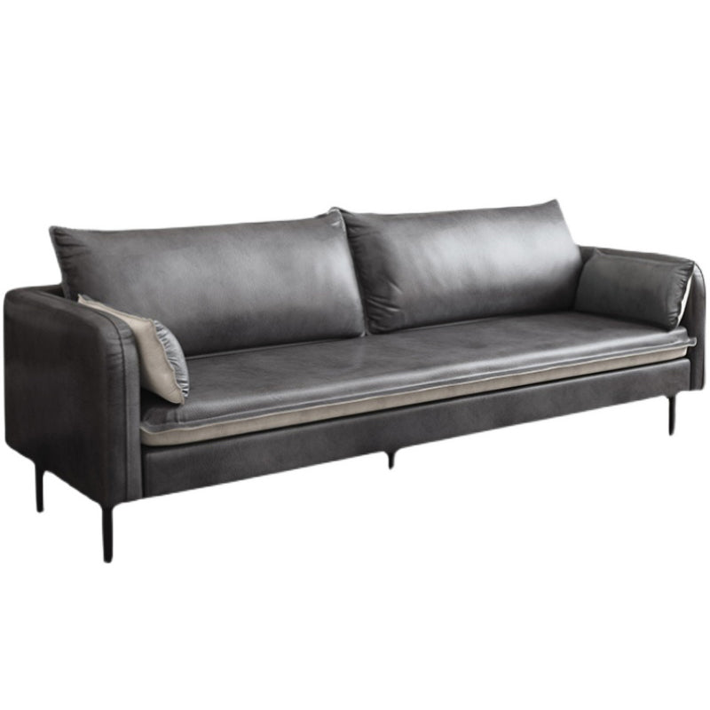 30.7"H Mid Century Modern Faux Leather Square Arm Sofa for Living Room