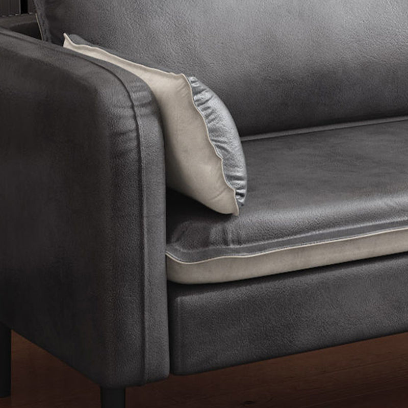 30.7"H Mid Century Modern Faux Leather Square Arm Sofa for Living Room