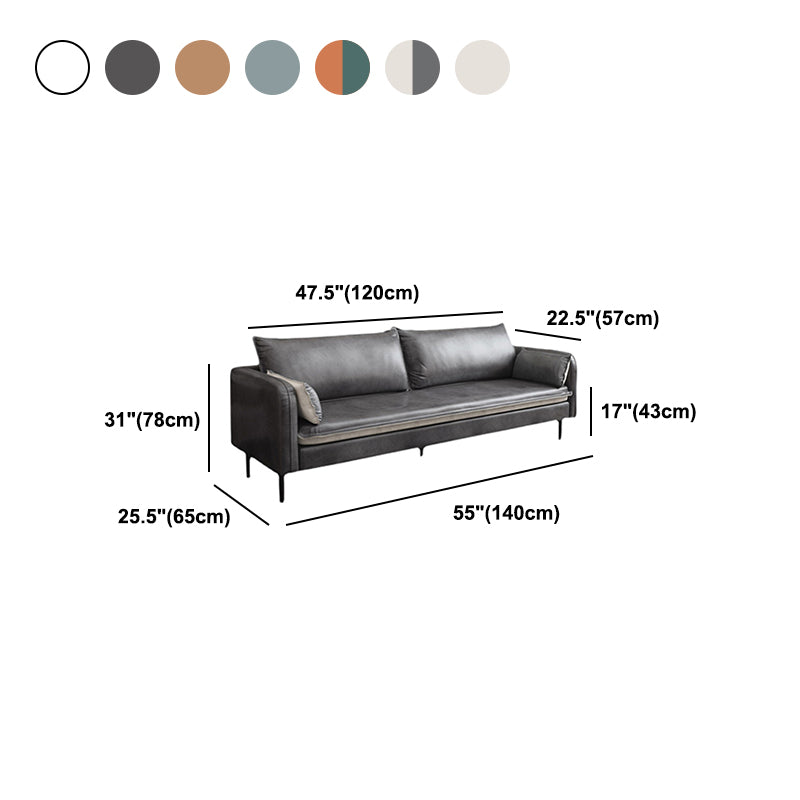 30.7"H Mid Century Modern Faux Leather Square Arm Sofa for Living Room