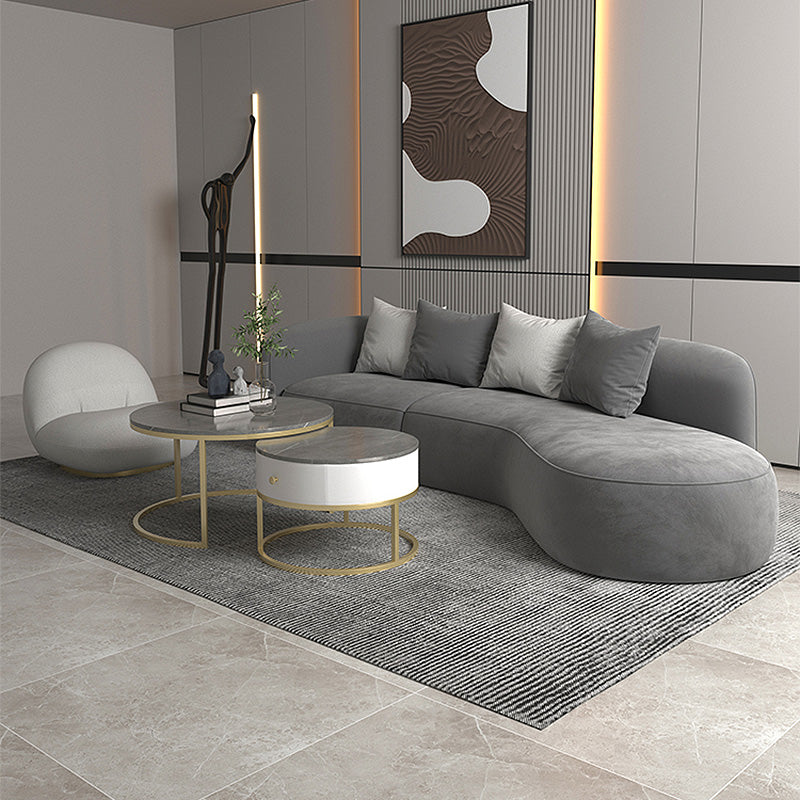 29.5"H Wool One Arm Sectionals Tight Back Scandinavian Sectionals