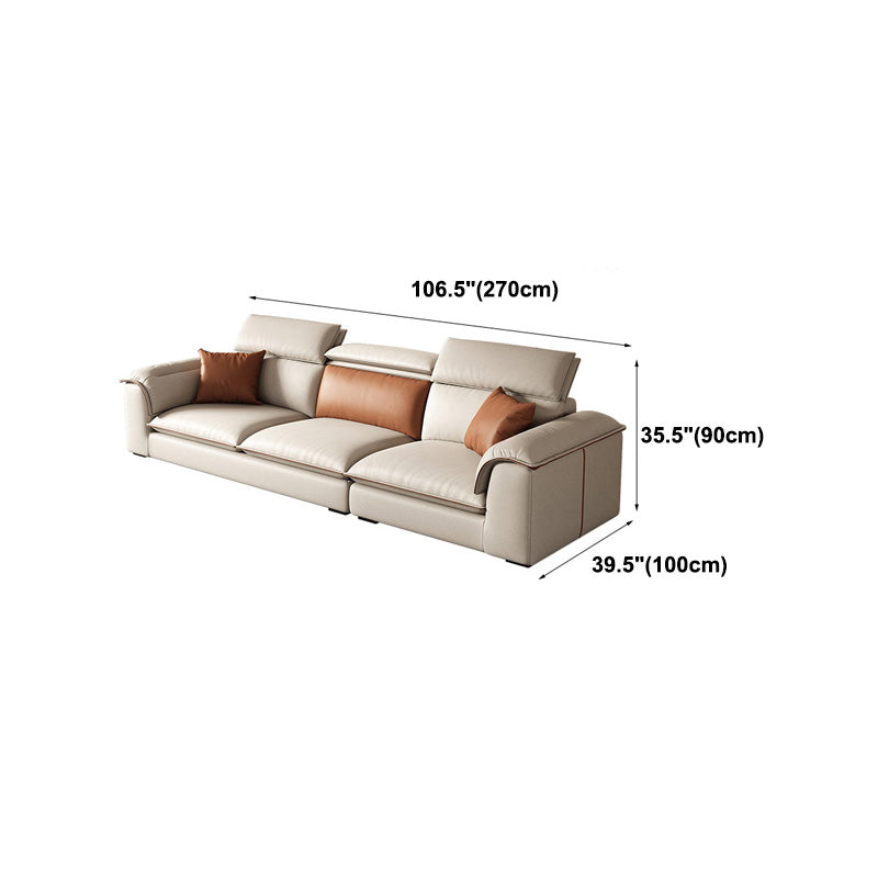 Beige Faux Leather Sectional Sofa Stain-Resistant Sofa for Living Room