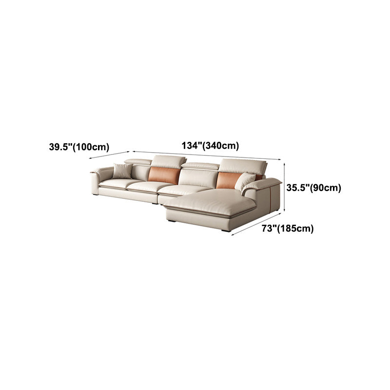 Beige Faux Leather Sectional Sofa Stain-Resistant Sofa for Living Room