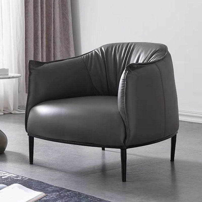 Faux Leather Barrel Accent Chair with Tight Back, 35.43" W √ó 33.86" L √ó 29.92" H