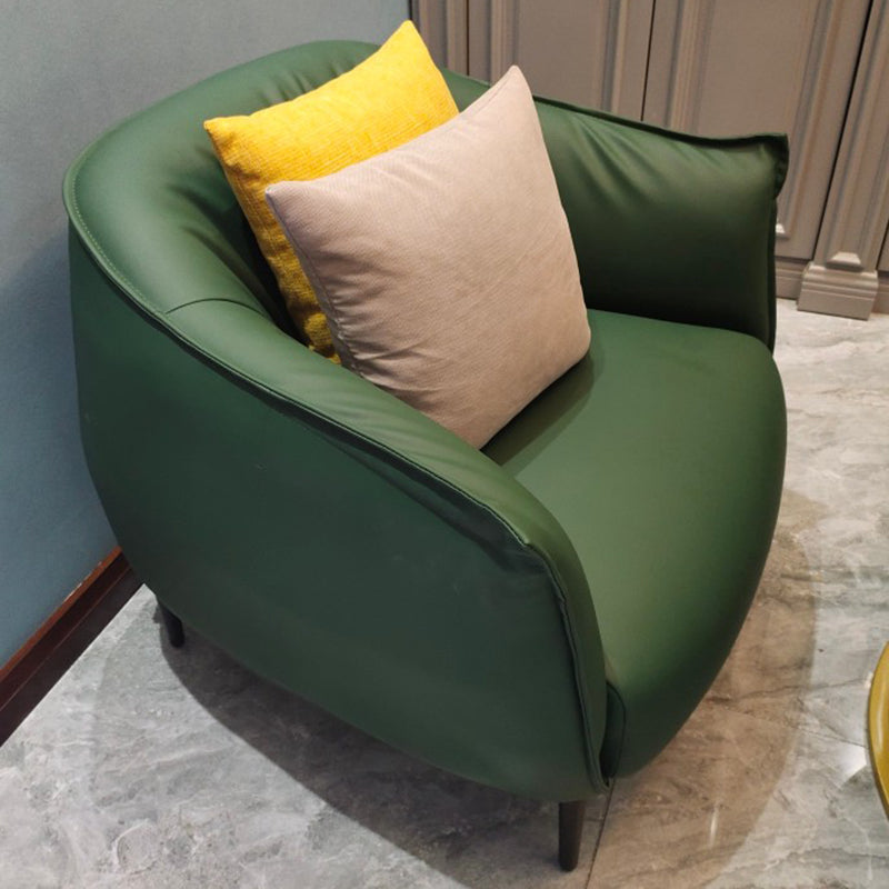 Faux Leather Barrel Accent Chair with Tight Back, 35.43" W √ó 33.86" L √ó 29.92" H