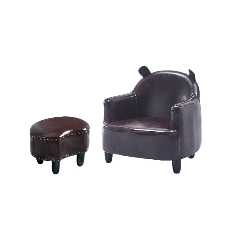 20.08"L x 20.47"W x 21.26"H Faux Leather Barrel Chair,Modern Sloped Arms Chair