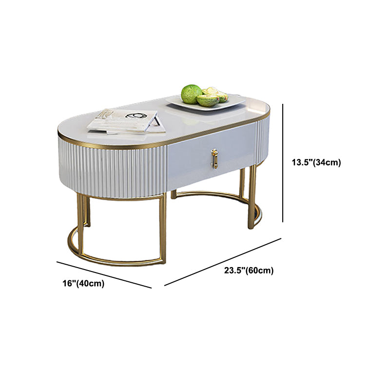Contemporary Coffee Table with Storage Drawer and Golden Frame Base
