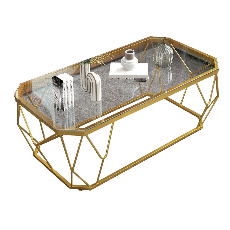 Modern Style Rectangular Glass Table Abstract Base Coffee Table