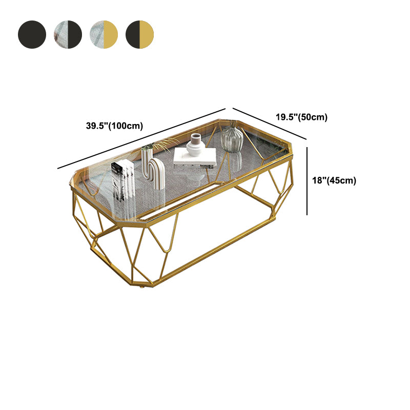 Modern Style Rectangular Glass Table Abstract Base Coffee Table