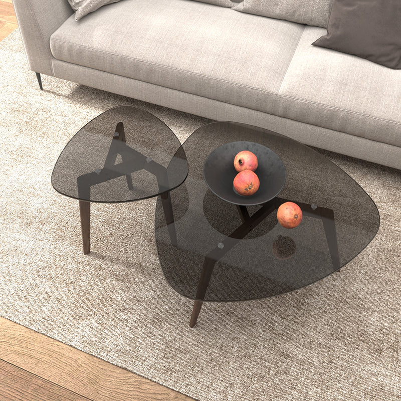 Modern 3 Legs Glass Coffee Table Triangle Coffee Table for Living Room