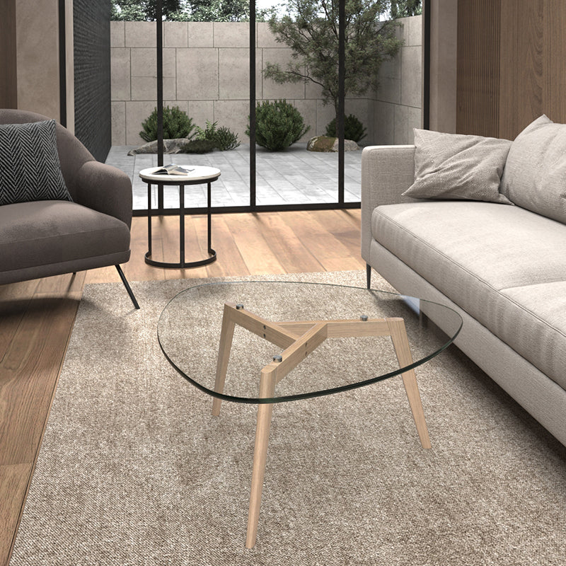 Modern 3 Legs Glass Coffee Table Triangle Coffee Table for Living Room